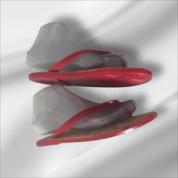 Michael Kors Red Jelly Cork Thong Flip Flops SZ 6 Women Summer Sandal Beach - Picture 3 of 7